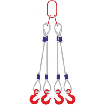 Строп канатный с 4 крюками 25Тх4М Строп канатный с 4 крюками 25Тх4М