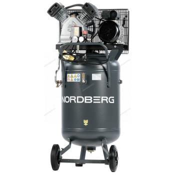 Компрессор вертикальный поршневой с ременной передачей 220В, ресив. 100л, 420л/мин NORDBERG