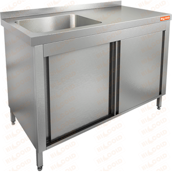 Стол нержавеющий закрытый купе с моечной ванной HICOLD НСЗК1М-15/7БЛ Стол нержавеющий закрытый купе с моечной ванной HICOLD НСЗК1М-15/7БЛ