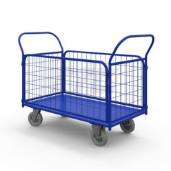 Тележка платформенная с сетчатыми бортами ТС 4 (г/п 550 кг, 1200x600 мм, колеса серая резина 200 мм) Тележка платформенная с сетчатыми бортами ТС 4 (г/п 550 кг, 1200x600 мм, колеса серая резина 200 мм)