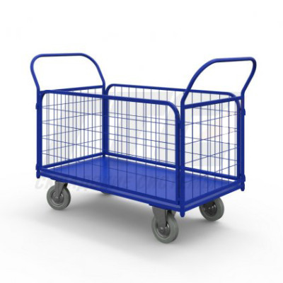 Тележка платформенная с сетчатыми бортами ТС 5 (г/п 550 кг, 1200x700 мм, колеса серая резина 200 мм) Тележка платформенная с сетчатыми бортами ТС 5 (г/п 550 кг, 1200x700 мм, колеса серая резина 200 мм)