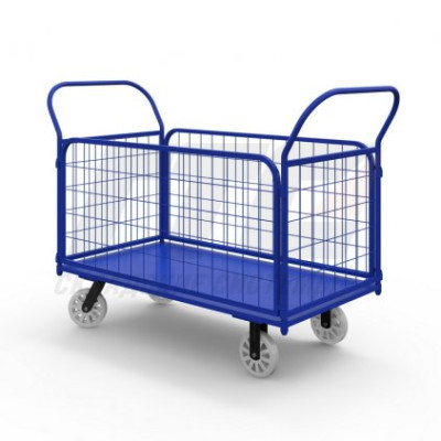 Тележка платформенная с сетчатыми бортами ТС 5 (г/п 600 кг, 1200x700 мм, колеса нейлон/пластик 200 мм) Тележка платформенная с сетчатыми бортами ТС 5 (г/п 600 кг, 1200x700 мм, колеса нейлон/пластик 200 мм)