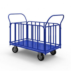 Тележка платформенная с трубчатыми бортами ТБ 7 (г/п 550 кг, 1400x800 мм, колеса серая резина 200 мм) Тележка платформенная с трубчатыми бортами ТБ 7 (г/п 550 кг, 1400x800 мм, колеса серая резина 200 мм)