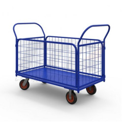 Тележка платформенная с сетчатыми бортами ТС 7 (г/п 600 кг, 1400x800 мм, колеса литая протекторная резина 160 мм) Тележка платформенная с сетчатыми бортами ТС 7 (г/п 600 кг, 1400x800 мм, колеса литая протекторная резина 160 мм)