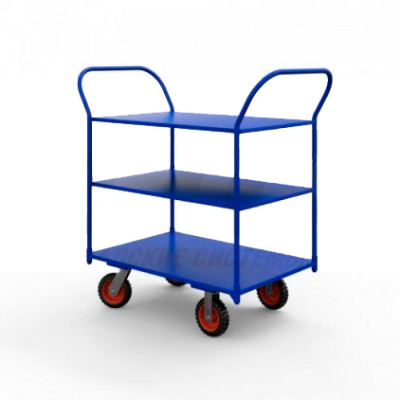 Тележка платформенная трехъярусная ТЯ 4 полки с бортами (1200x600 мм, колеса черная резина 200 мм) Тележка платформенная трехъярусная ТЯ 4 полки с бортами (1200x600 мм, колеса черная резина 200 мм)