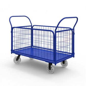 Тележка платформенная с сетчатыми бортами ТС 7 (г/п 600 кг, 1400x800 мм, колеса нейлон/пластик 200 мм) Тележка платформенная с сетчатыми бортами ТС 7 (г/п 600 кг, 1400x800 мм, колеса нейлон/пластик 200 мм)