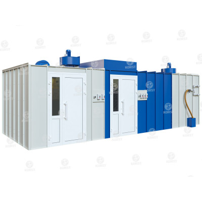 Покрасочная комната 3х8м с водяной завесой, активным полом и с сушильной зоной Покрасочная комната 3х8м с водяной завесой, активным полом и с сушильной зоной