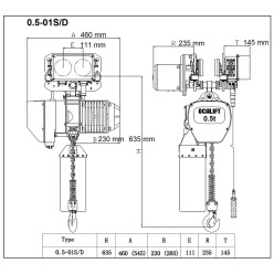 Таль OCALIFT 005-01D 500кг 9м 380в электрическая цепная передвижная две скорости Таль OCALIFT 005-01D 500кг 9м 380в электрическая цепная передвижная две скорости