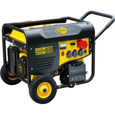 Генератор бензиновый TOR TR8500W 7,5кВт 220В 25л с ручным запуском и колесами Генератор бензиновый TOR TR8500W 7,5кВт 220В 25л с ручным запуском и колесами
